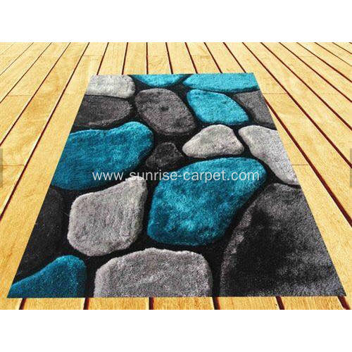 Elastic & Silk Polyester cobblestone Design 3D Carpet